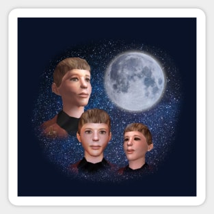 Three Cool Moon Sticker